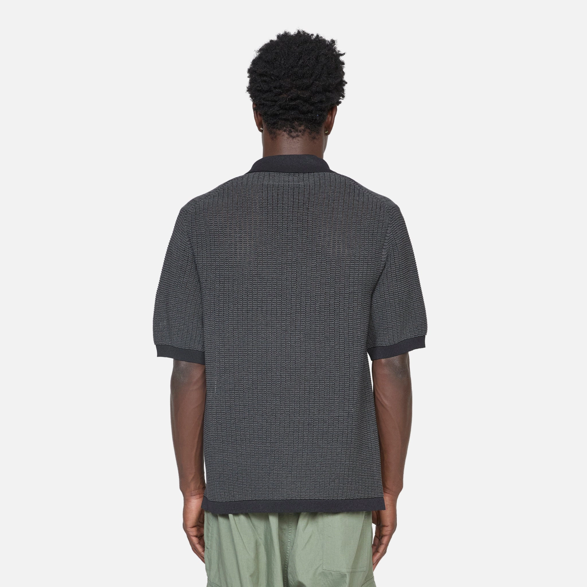 Knit Polo WASHI 2 Tone Black