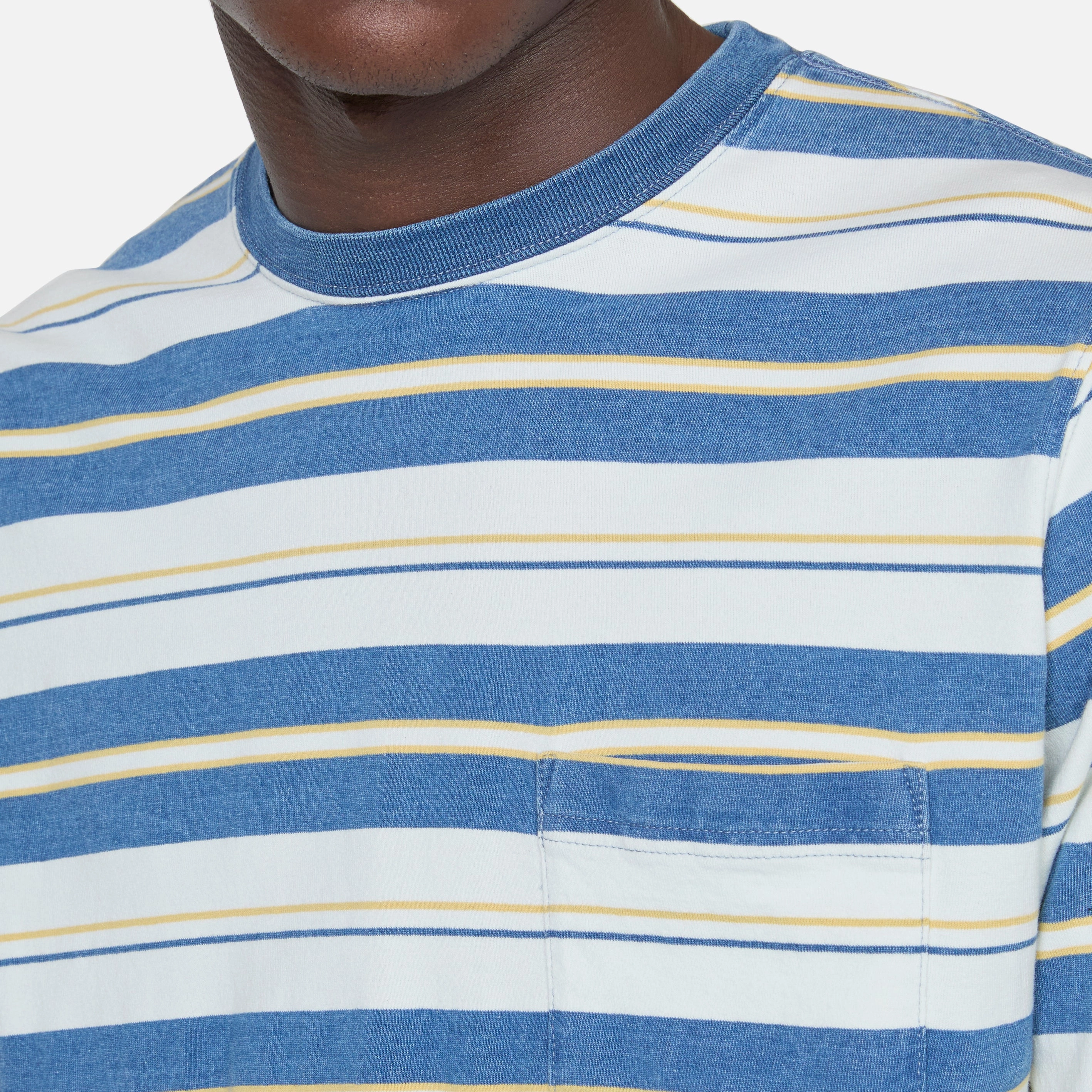Longsleeve Pocket T-Shirt Indigo Stripe Bleach