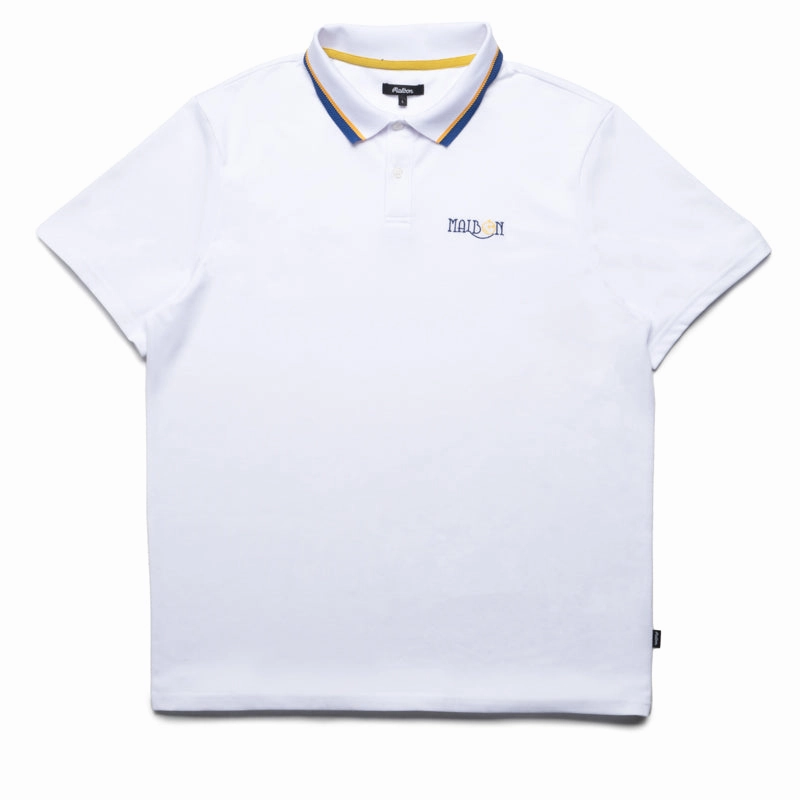 Malbon Golf Grasse Pique Polo - White