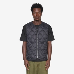 Military W-Zip V-Neck Soft Shell Down Vest Black