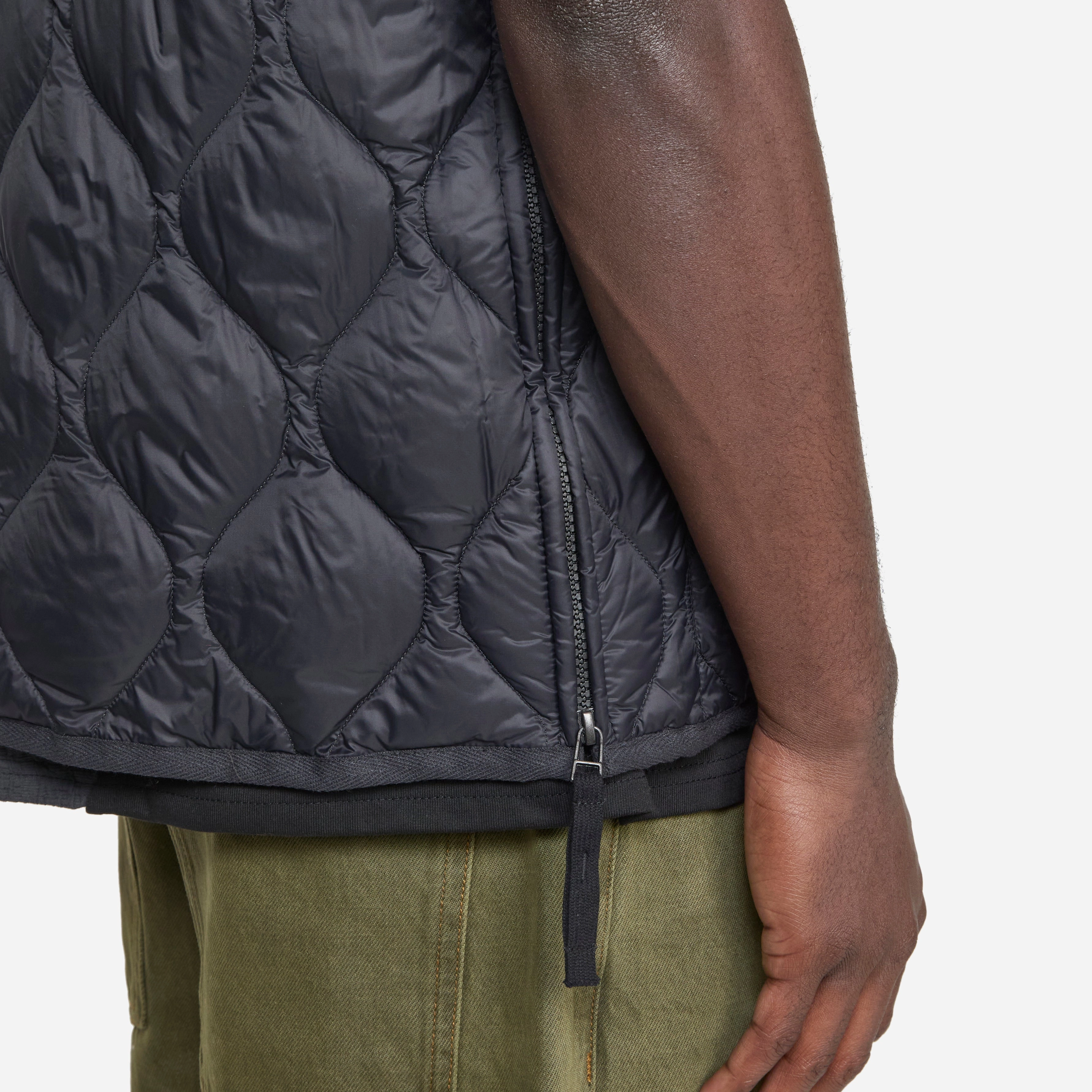 Military W-Zip V-Neck Soft Shell Down Vest Black