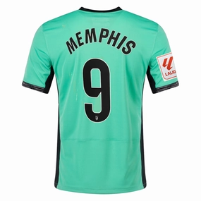Nike Atletico Madrid Memphis Depay Third Jersey w/ La Liga Patch 23/24 (Spring Green/Black)