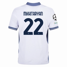 Nike Inter Milan Authentic Henrikh Mkhitaryan Away Jersey w/ Champions League   Scudetto Patch 24/25 (White/Silver)