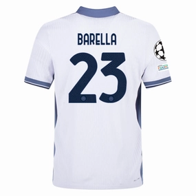 Nike Inter Milan Authentic Nicolò Barella Away Jersey w/ Champions League   Scudetto Patch 24/25 (White/Silver)