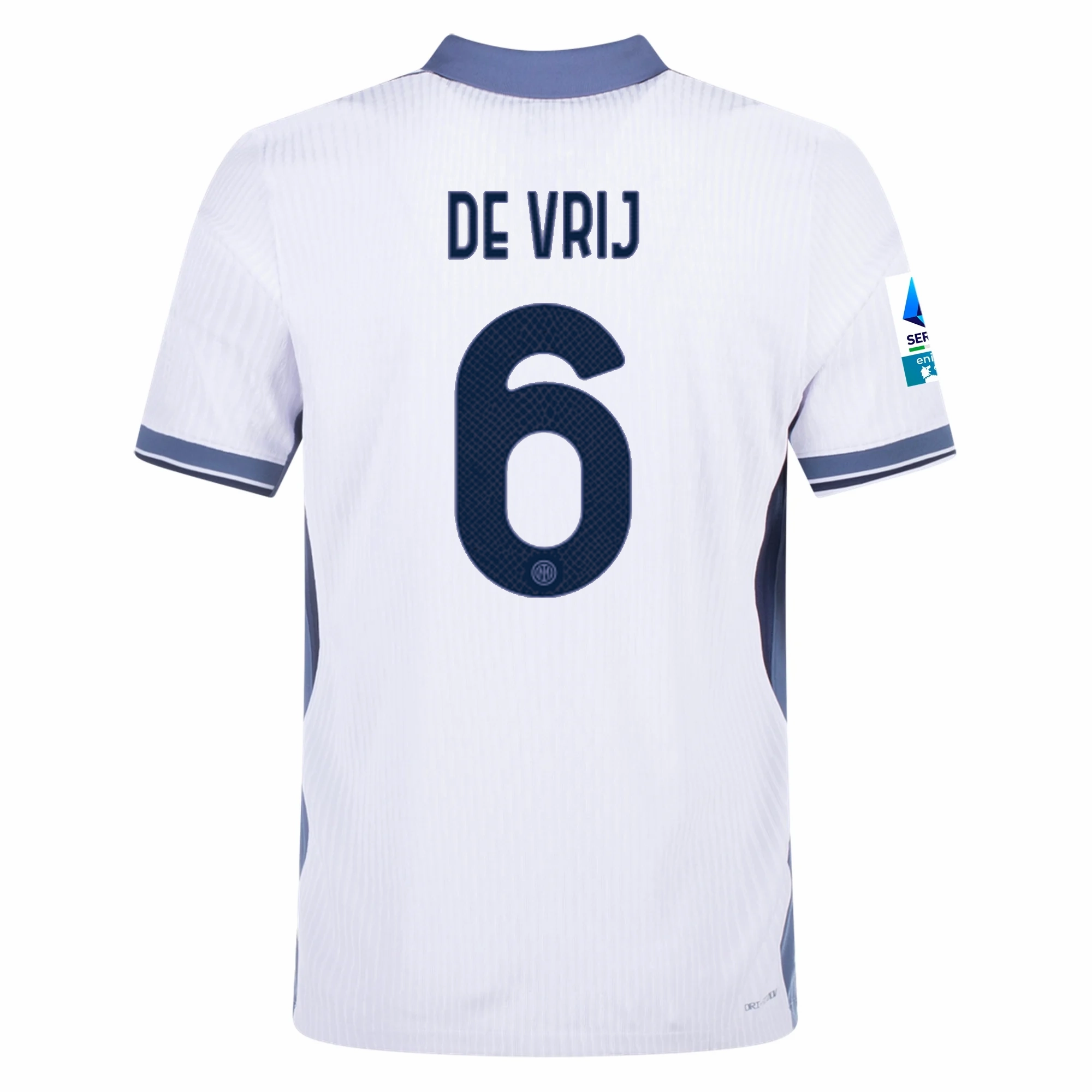 Nike Inter Milan Authentic Stefan de Vrij Away Jersey w/ Serie A   Scudetto Patch 24/25 (White/Silver)
