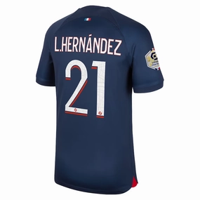Nike Paris Saint-Germain Lucas Hernández Home Jersey w/ Ligue 1 Champions Patch 23/24 (Midnight Navy)