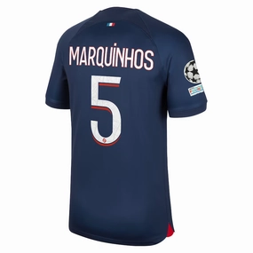 Nike Paris Saint-Germain Marquinhos Home Jersey w/ Champions League Patches 23/24 (Midnight Navy)