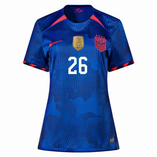 Nike Womens United States Taylor Kornieck 4 Star Away Jersey 23/24 w/ 2019 World Cup Champion Patch (Hyper Royal/Loyal Blue)