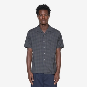 Open Collar Washable Wool Plaid Shirt Green