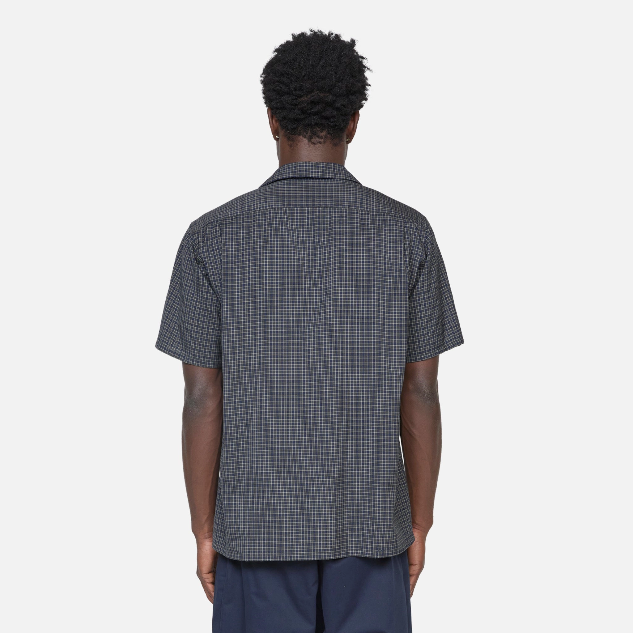 Open Collar Washable Wool Plaid Shirt Green