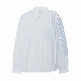 Paneled Cloak Button Up Shirt 'Blue White'