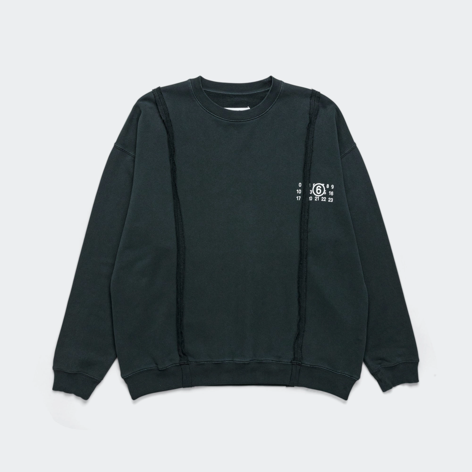 Panelled Crewneck Numbers Motif - Navy