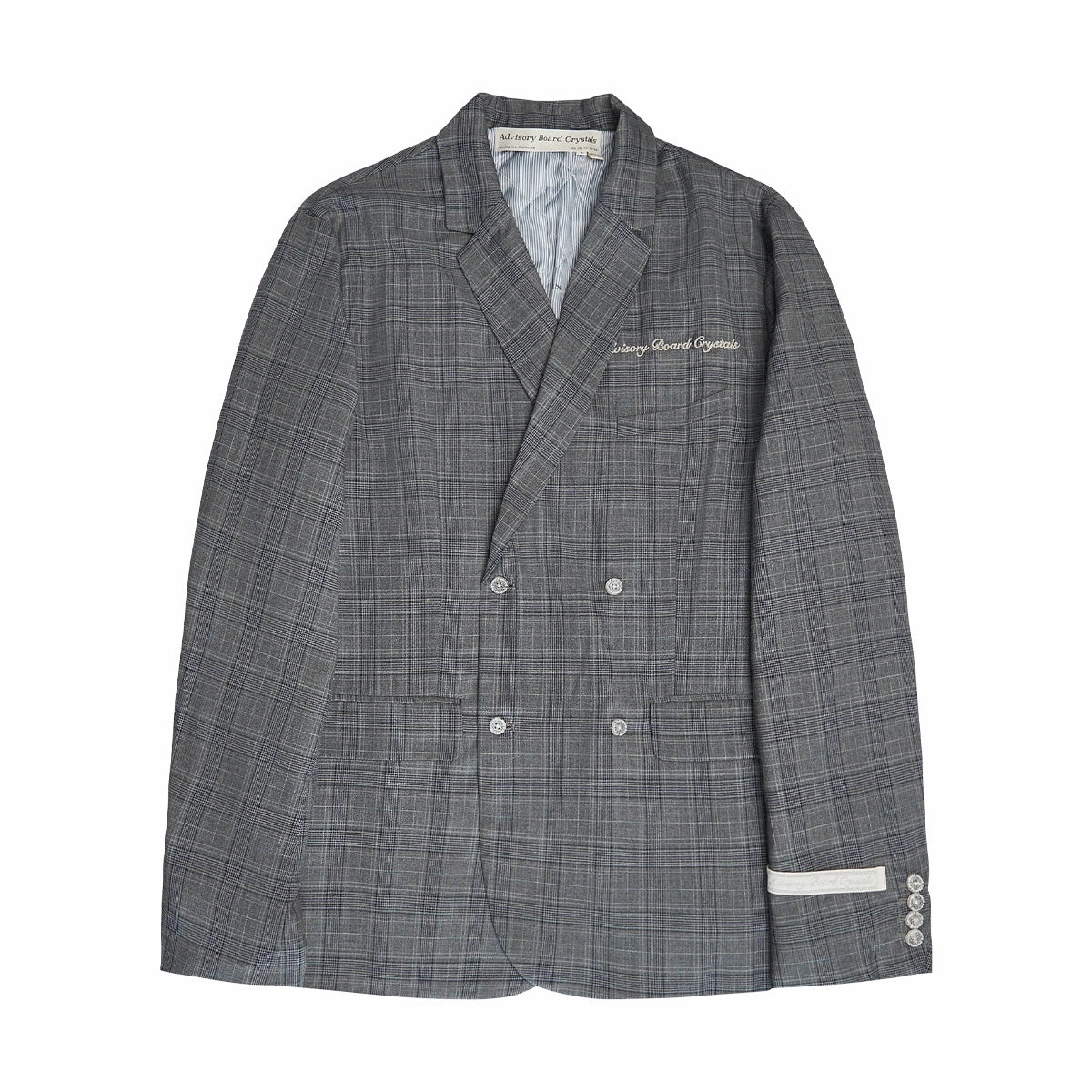 Plaid Double Breasted Suit Blazer 'Grey'