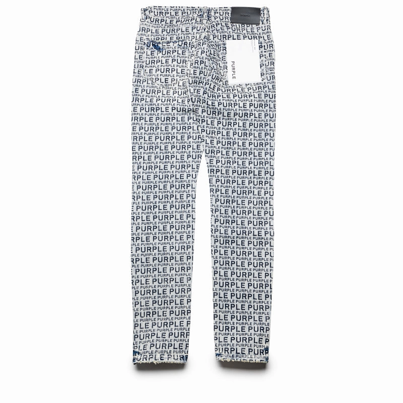 Purple Brand Low Rise Skinny Leg Wordmark Flock Jean - Light Indigo