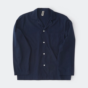 Pyjama Shirt - True Navy Cotton Poplin