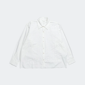 Quilted Shirt - White Hand Quilted Cotton Poplin