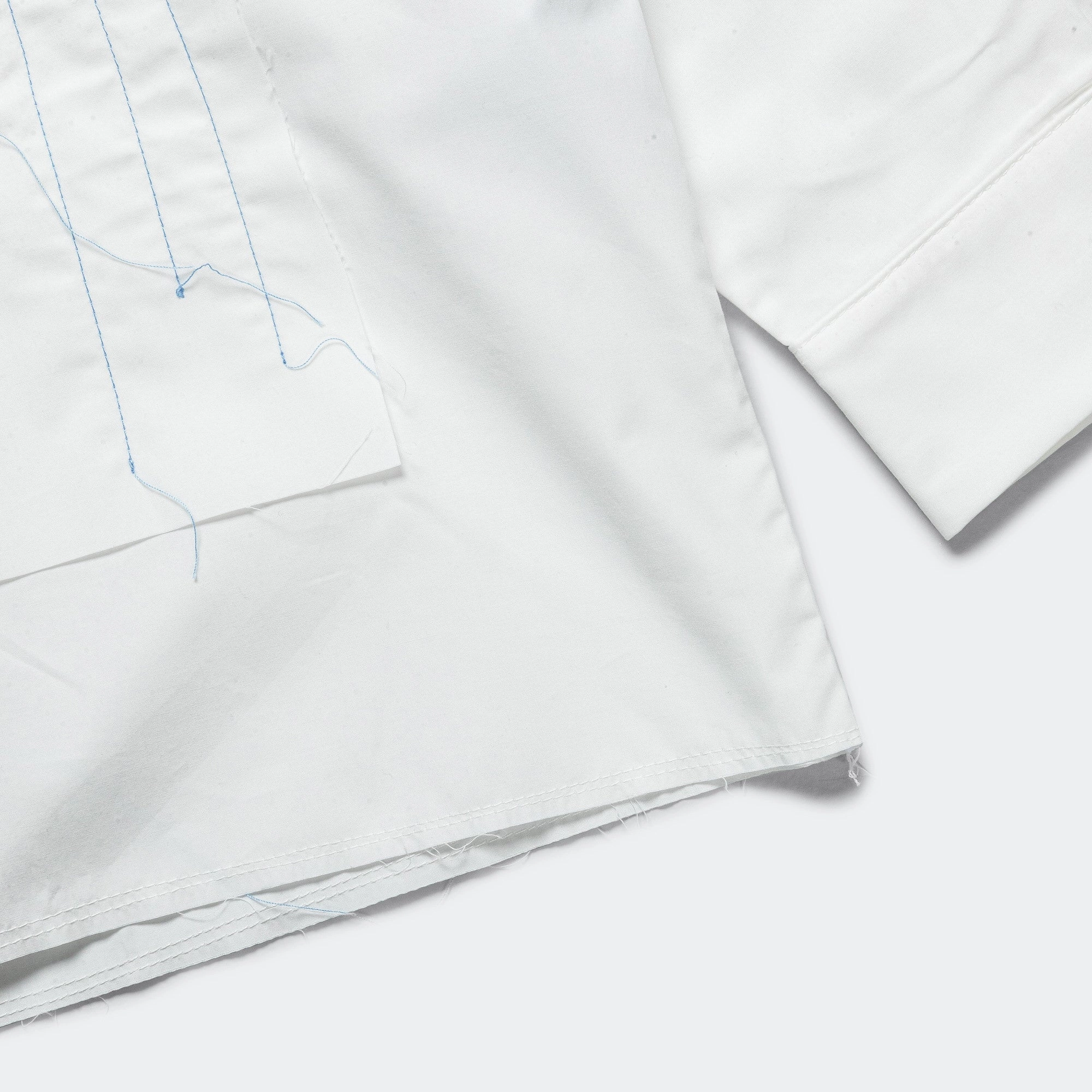 Quilted Shirt - White Hand Quilted Cotton Poplin