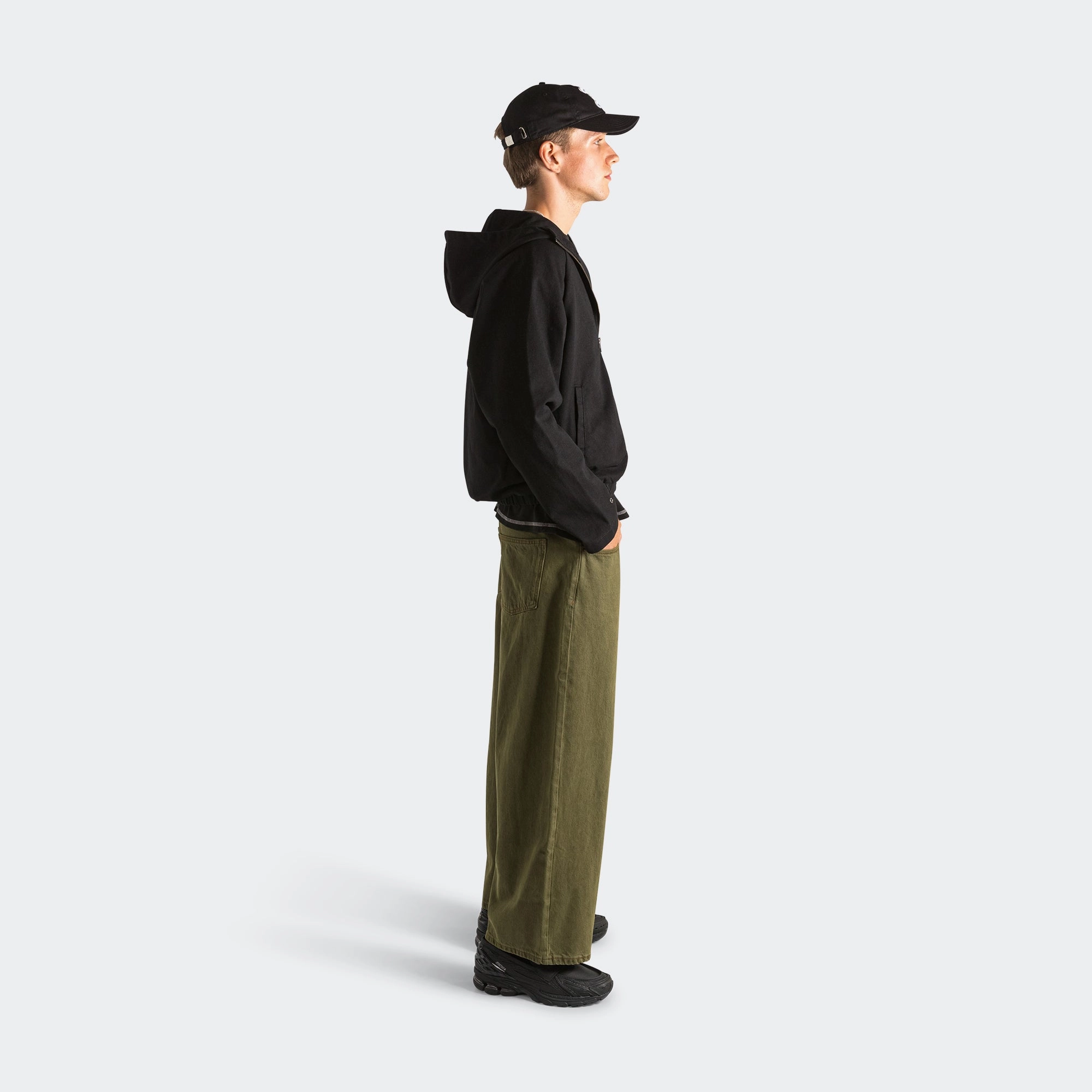 Raglan Hooded Zip Jacket - Black