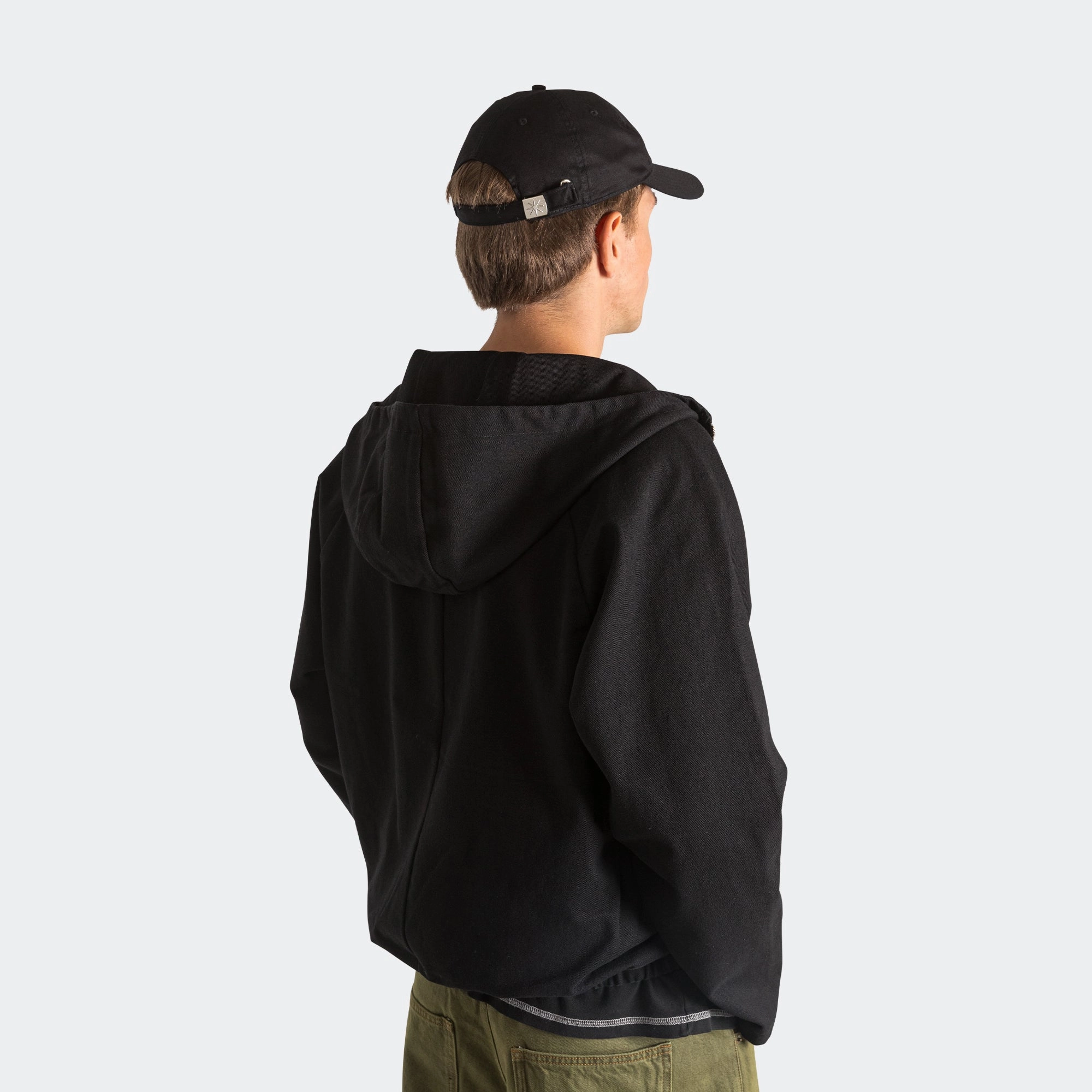 Raglan Hooded Zip Jacket - Black