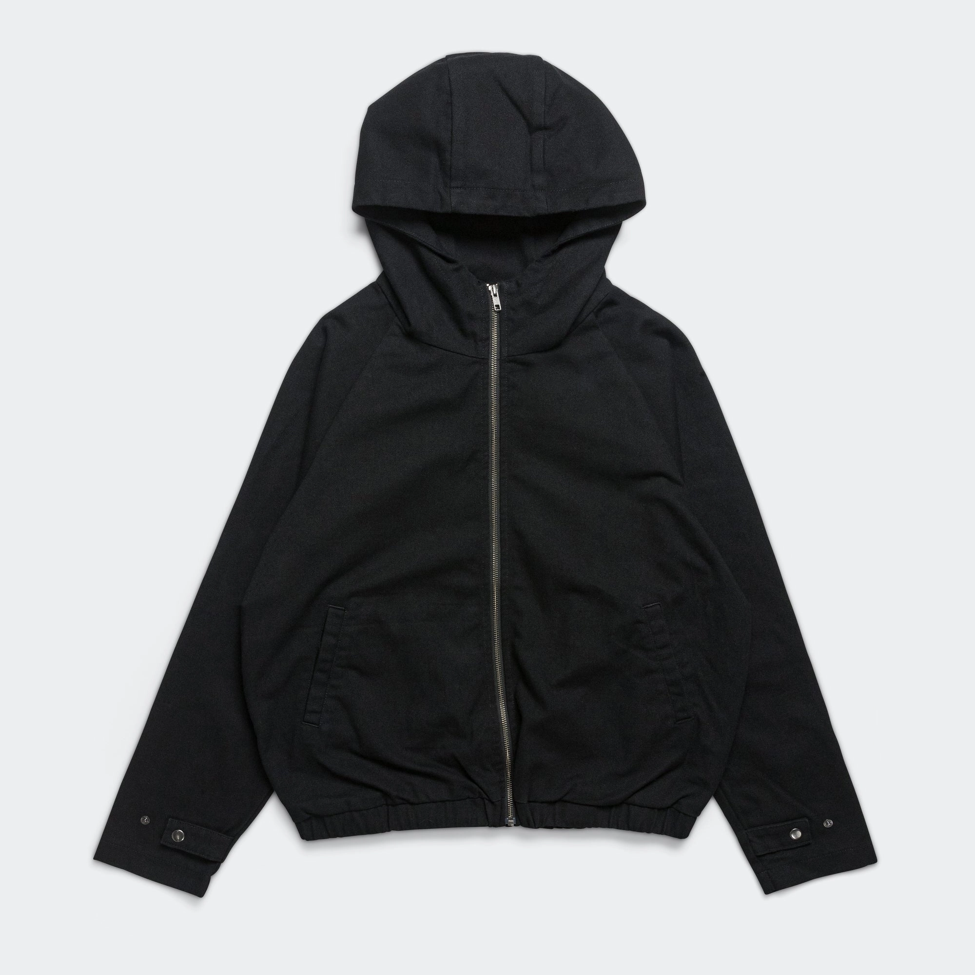 Raglan Hooded Zip Jacket - Black