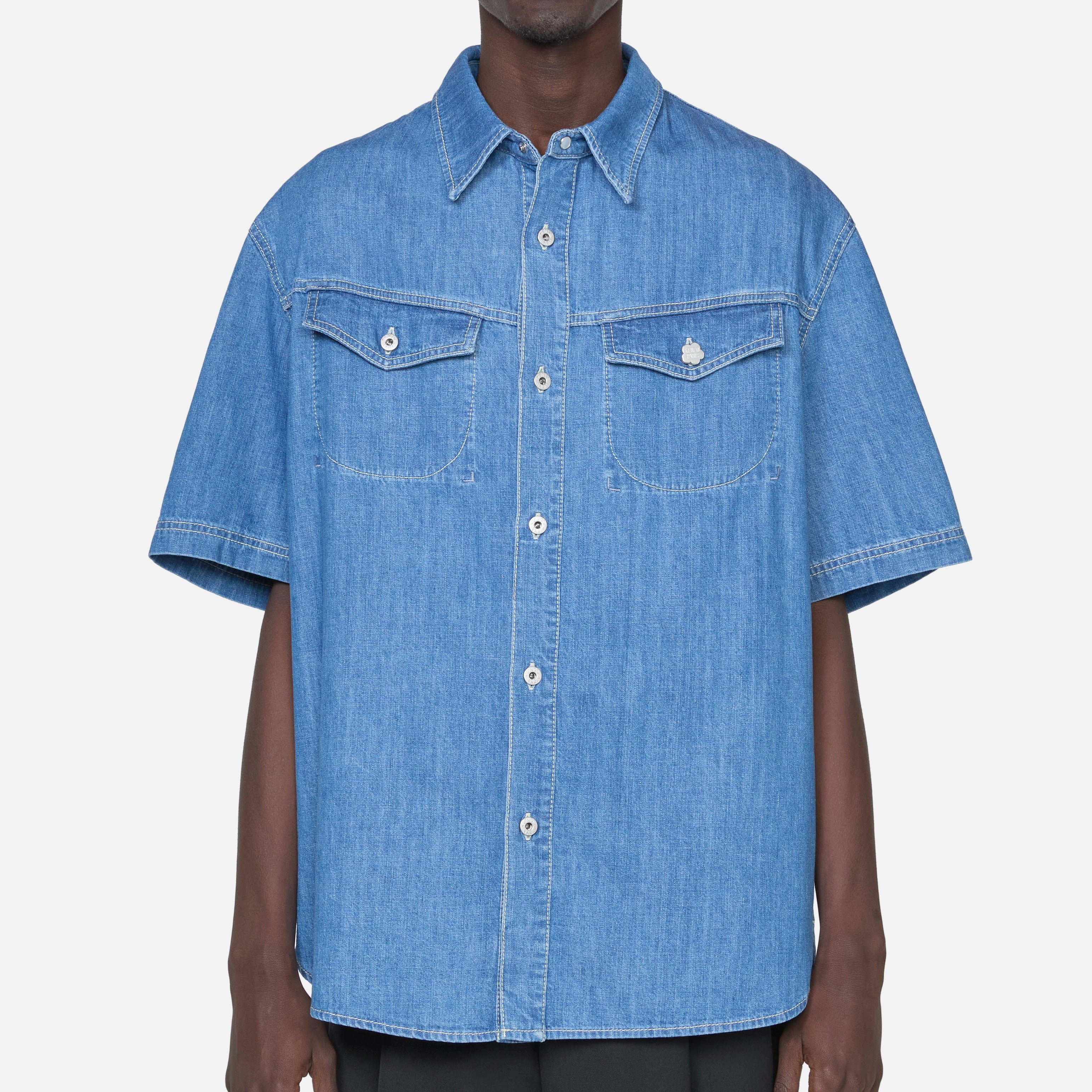 Short Sleeve Shirt Stone Bleached Blue