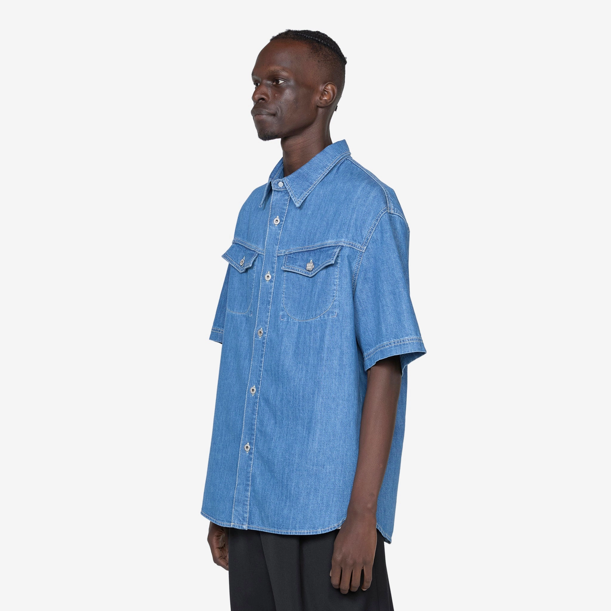 Short Sleeve Shirt Stone Bleached Blue