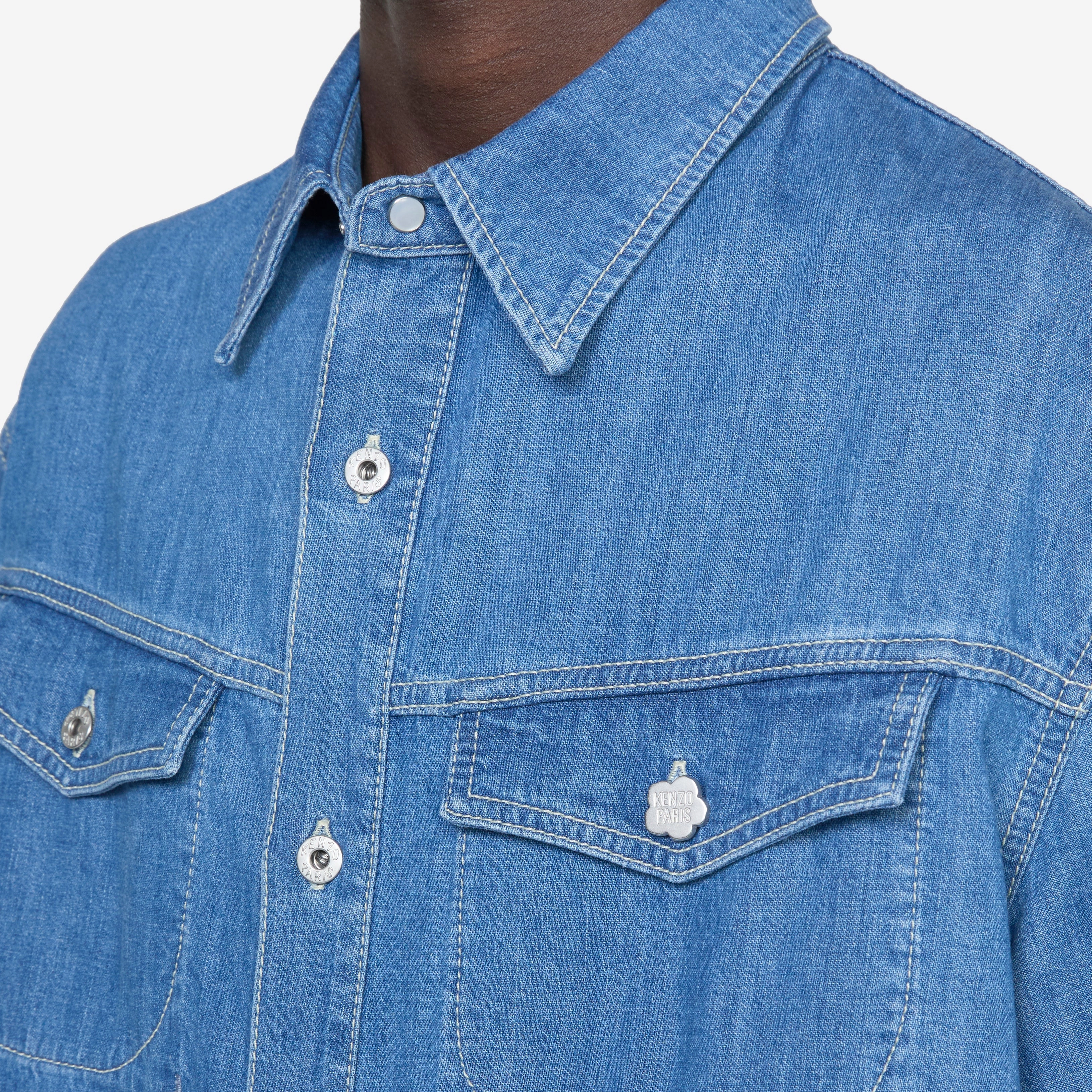 Short Sleeve Shirt Stone Bleached Blue