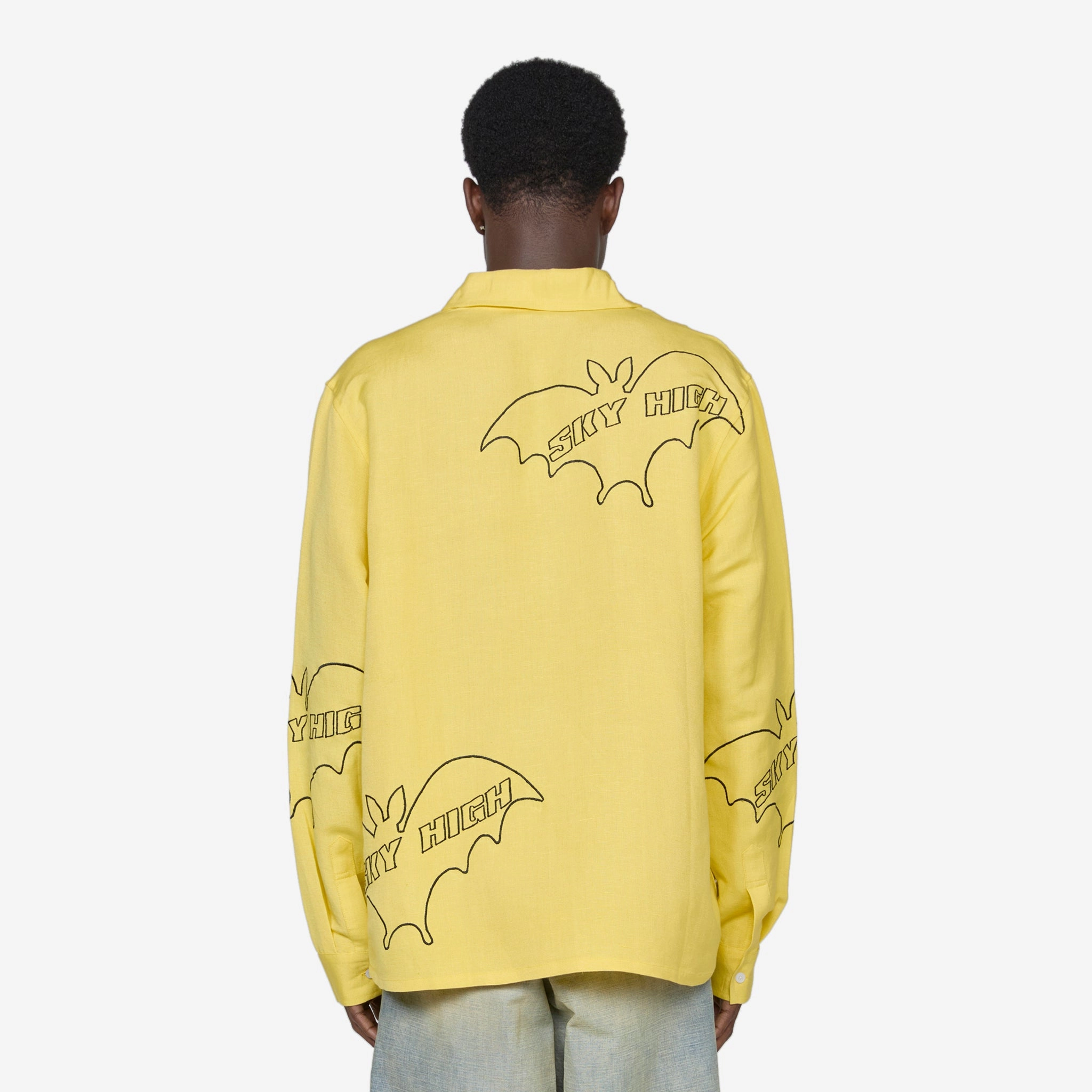 Sky High Bat Embroidered Shirt Yellow