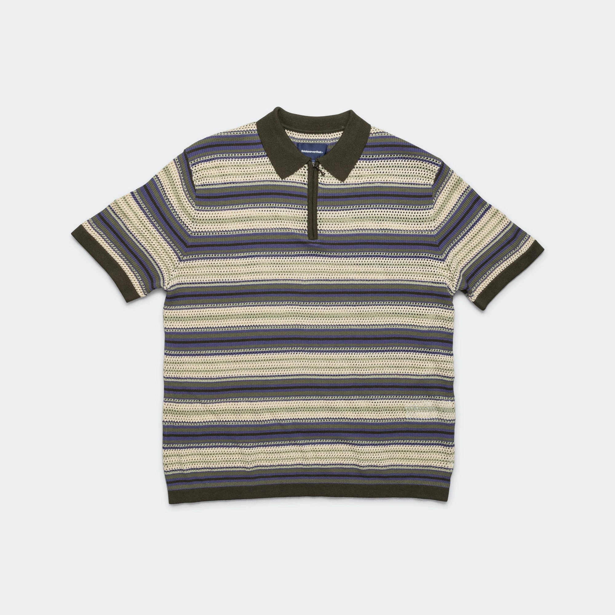 Stripe SS Knit Polo - Ivory
