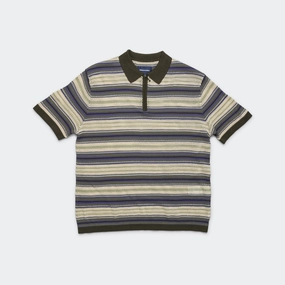 Stripe SS Knit Polo - Ivory