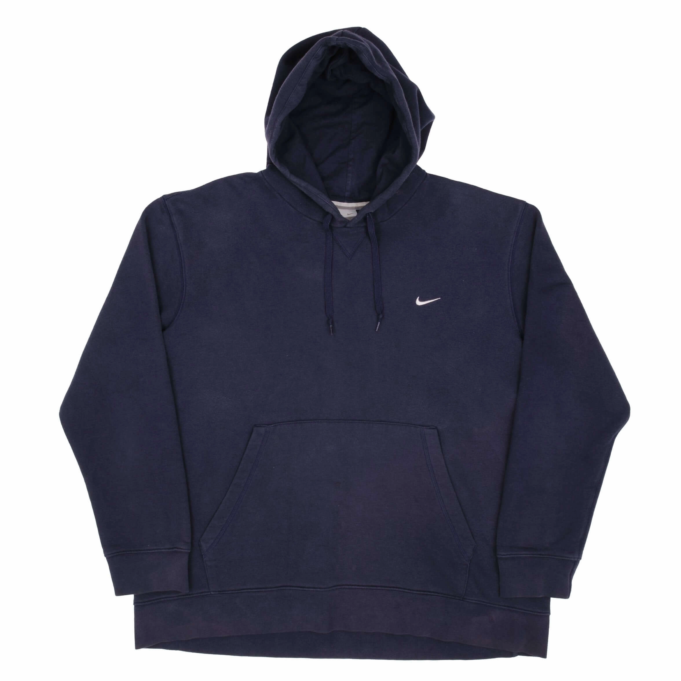 VINTAGE NIKE CLASSIC SWOOSH NAVY BLUE HOODIE SWEATSHIRT 2000S SIZE XL