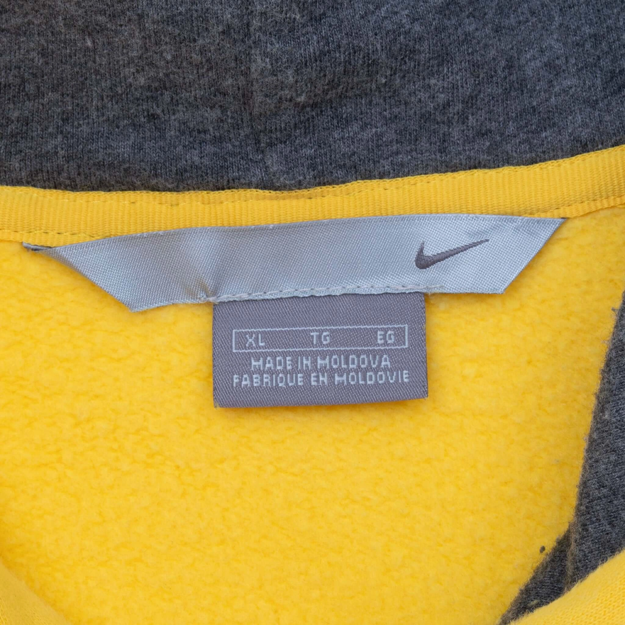 VINTAGE NIKE CLASSIC SWOOSH YELLOW HOODIE SWEATSHIRT 2000S XL