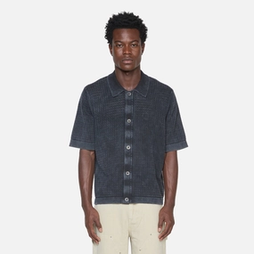 Washed Pointelle Buttondown Black
