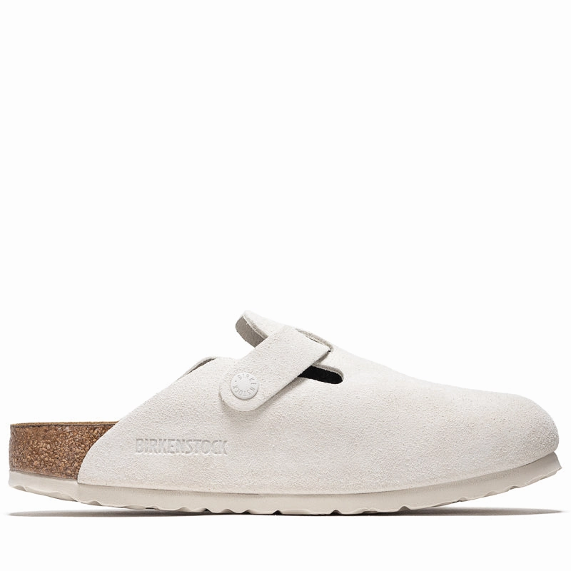Women's Birkenstock Boston Soft Footbed Suede - Antique White