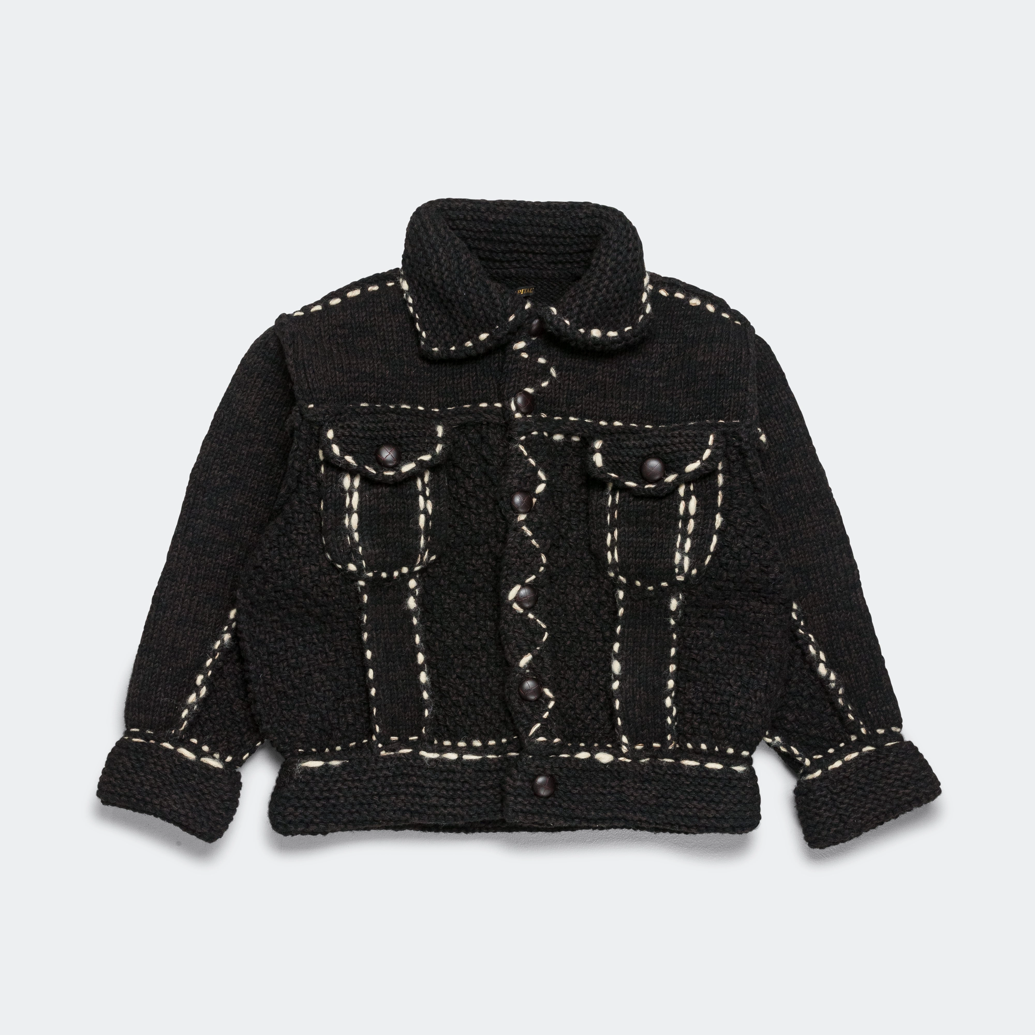 Wool Hand Knit Cowichan G-JACKET - Black