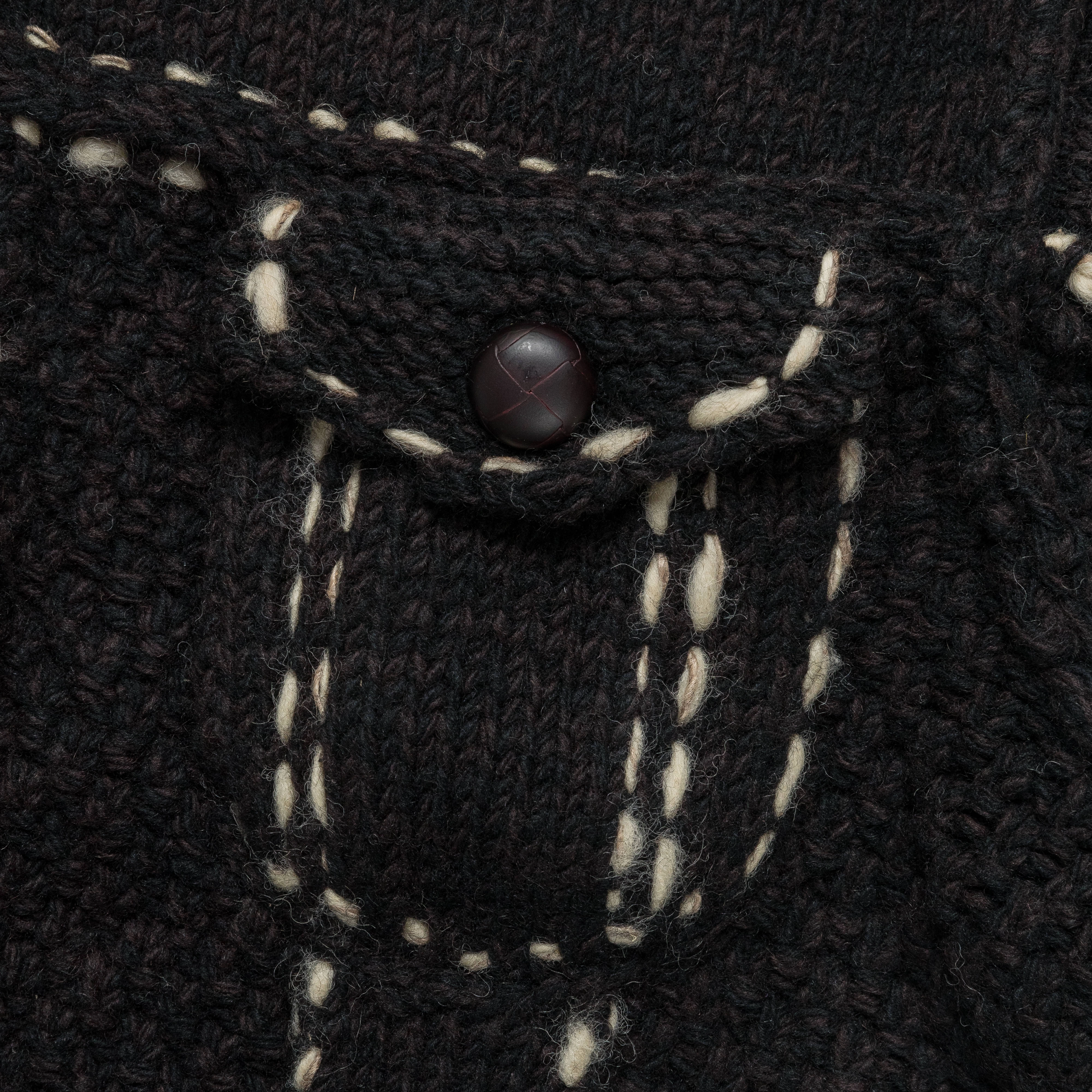 Wool Hand Knit Cowichan G-JACKET - Black