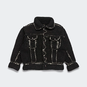 Wool Hand Knit Cowichan G-JACKET - Black
