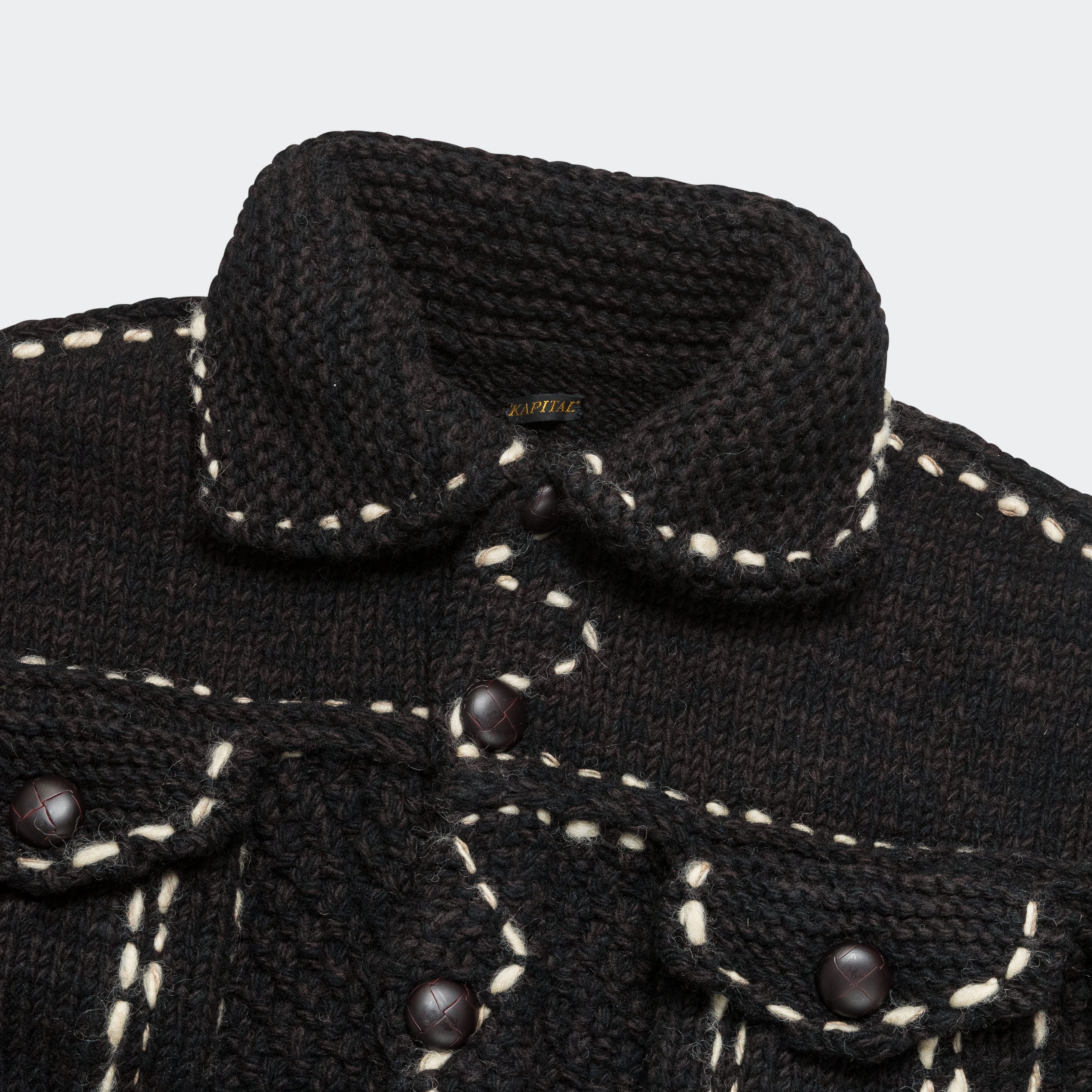Wool Hand Knit Cowichan G-JACKET - Black